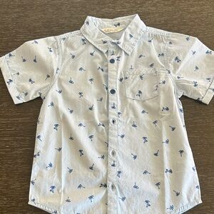 Beebay Blue Palm Button Down Shirt, 7 years Height 122cm